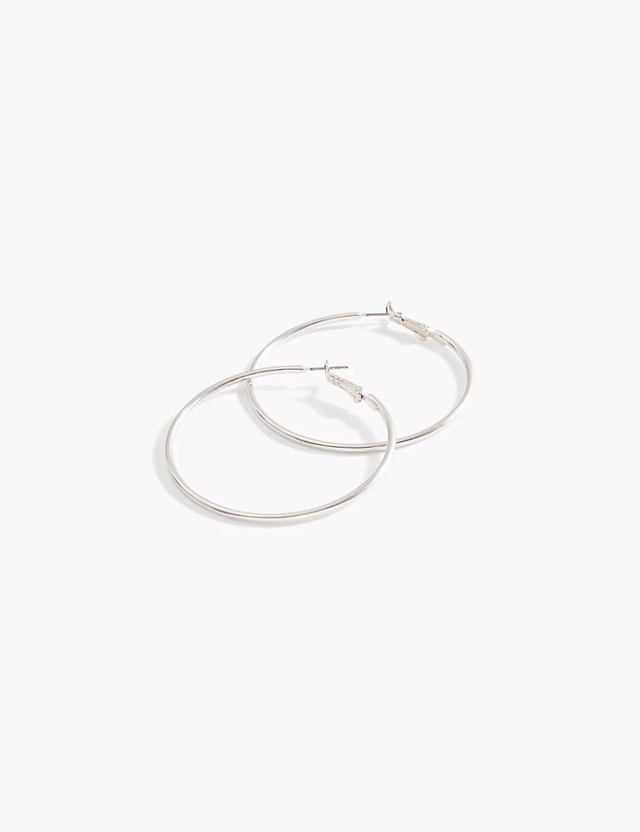 Women Lane Bryant Large Hoop Earrings Silver | PPB2898MC