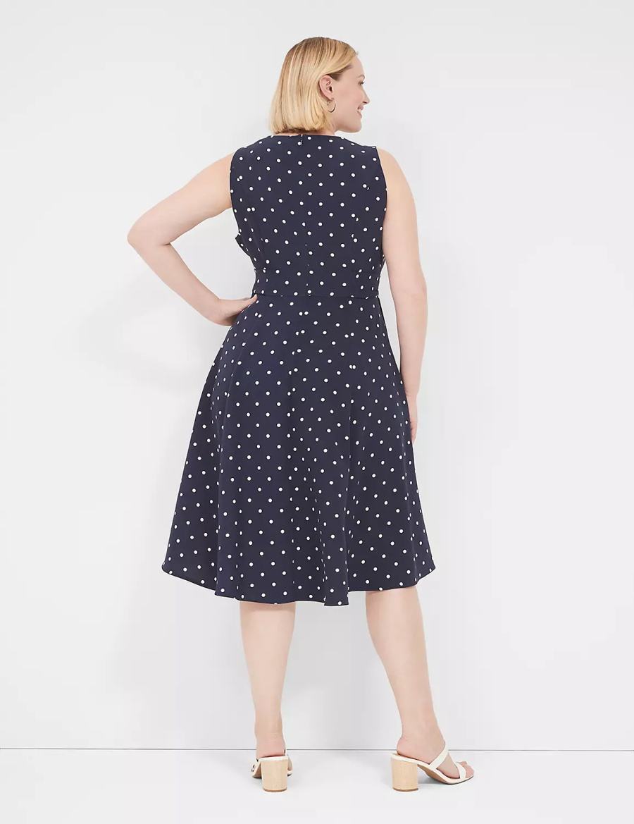 Women Lane Bryant Lena Sleeveless Level-Hem Midi Dress Navy | IHP7991LN