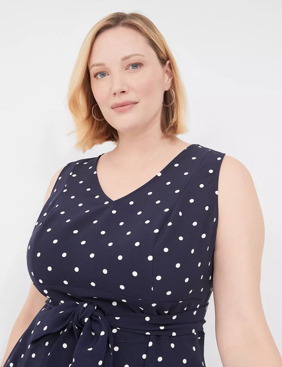 Women Lane Bryant Lena Sleeveless Level-Hem Midi Dress Navy | IHP7991LN