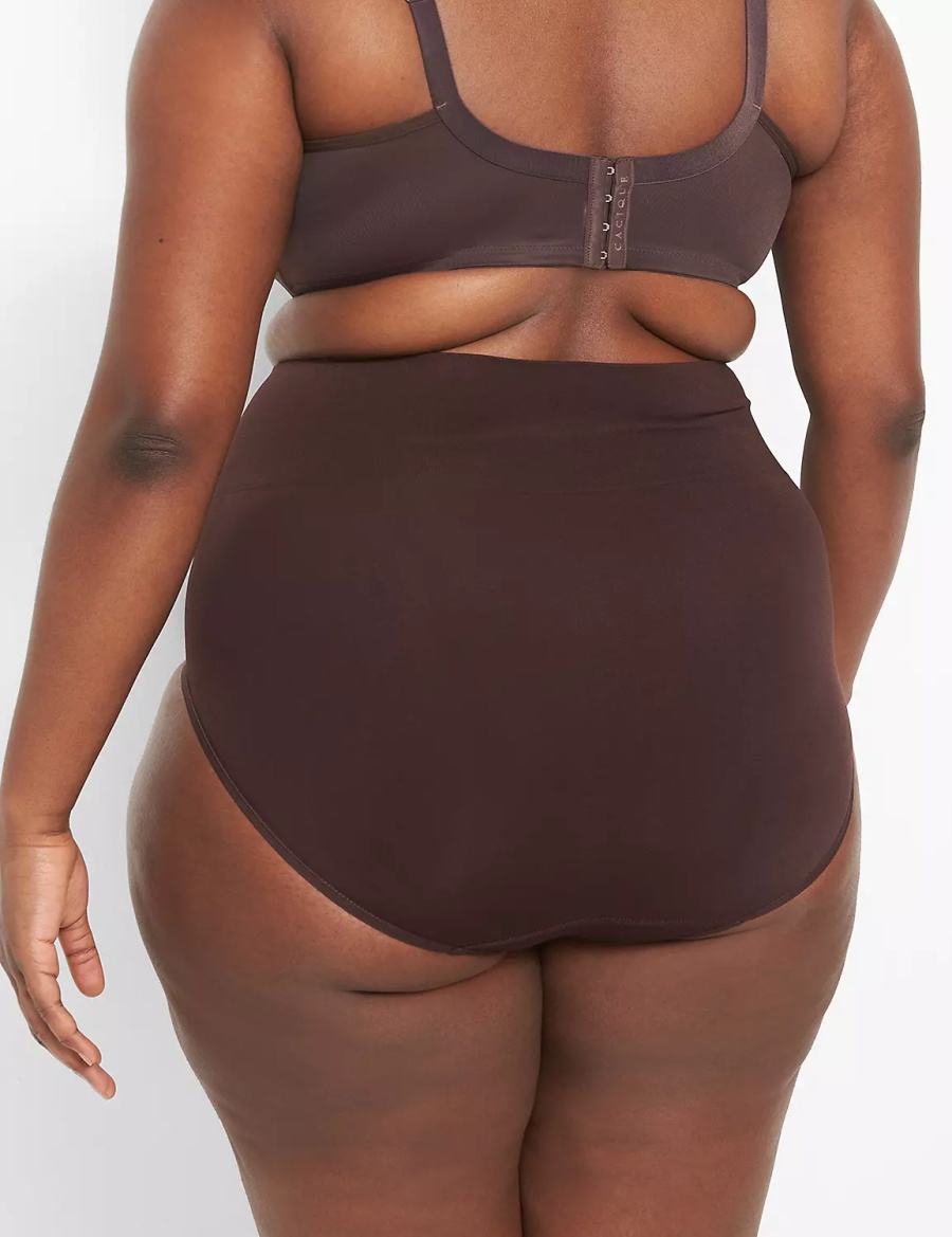 Women Lane Bryant Level 2 Shaping High-Waist Full Briefs Chocolate Purple | TIL3473GM