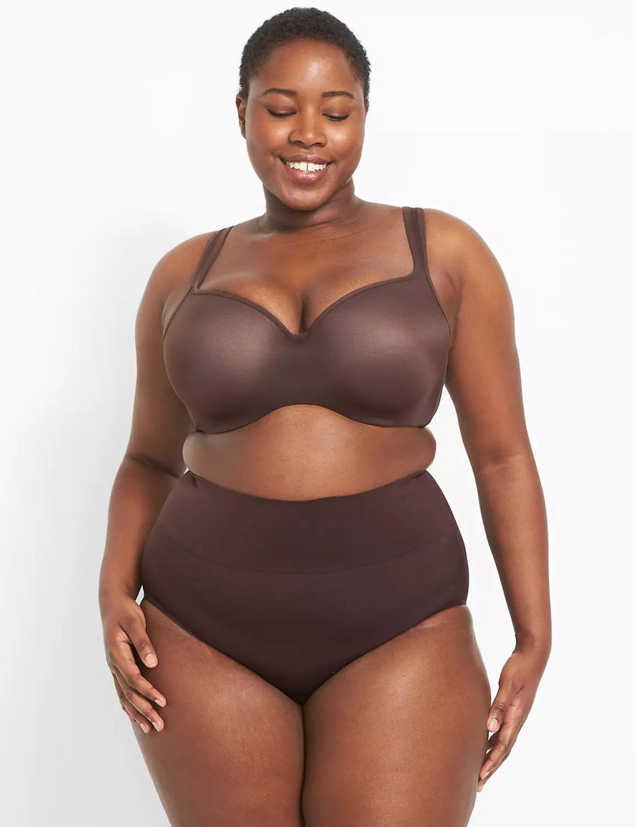 Women Lane Bryant Level 2 Shaping High-Waist Full Briefs Chocolate Purple | TIL3473GM