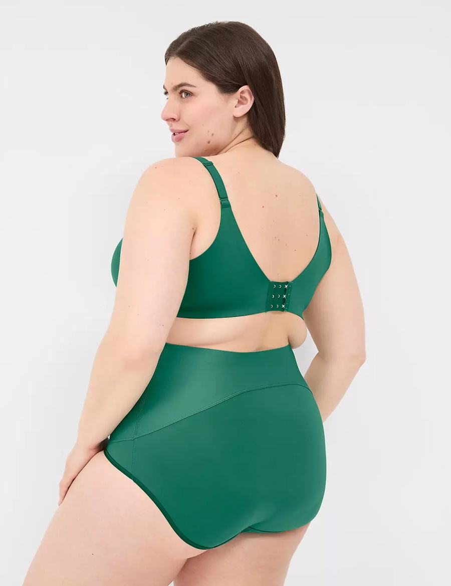 Women Lane Bryant Level 2 Totally Smooth High-Waist Briefs Dark Green | ZGF8415YR