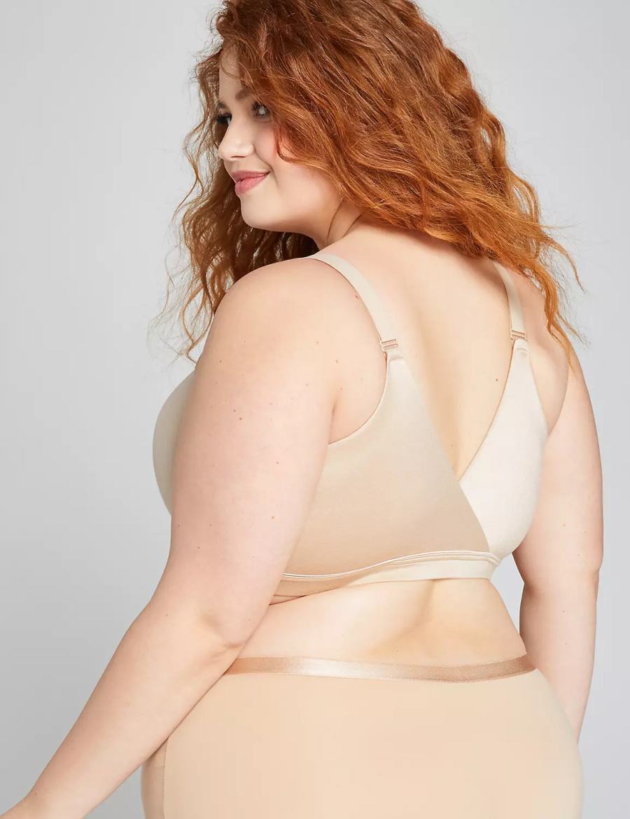 Women Lane Bryant Lightly Lined Lounge Bralettes Beige | WUZ6022JP