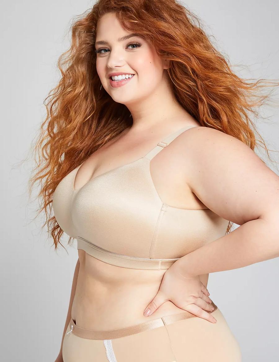 Women Lane Bryant Lightly Lined Lounge Bralettes Beige | WUZ6022JP