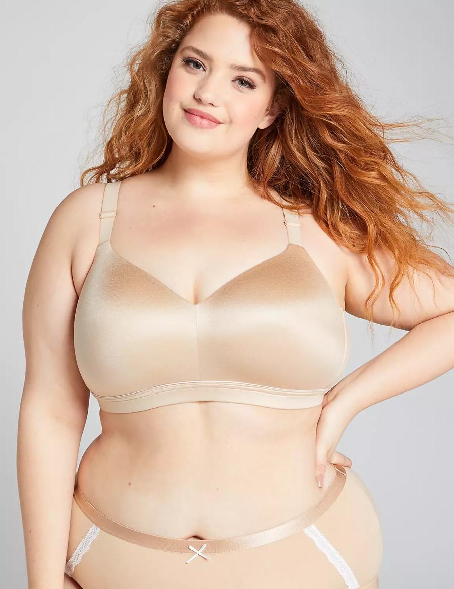 Women Lane Bryant Lightly Lined Lounge Bralettes Beige | WUZ6022JP