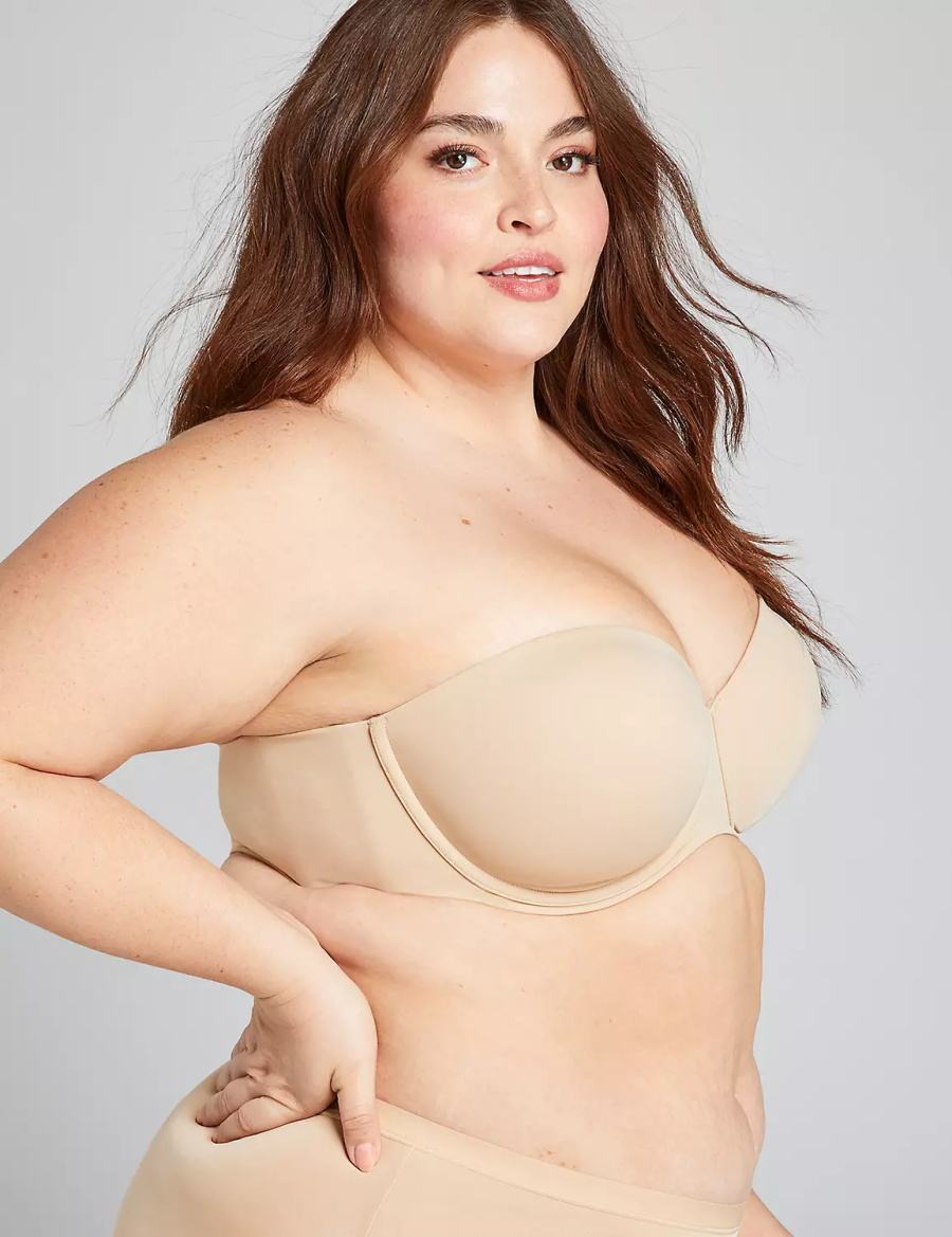 Women Lane Bryant Lightly Lined Multi-Way Strapless Bra Beige | AKR9933DZ