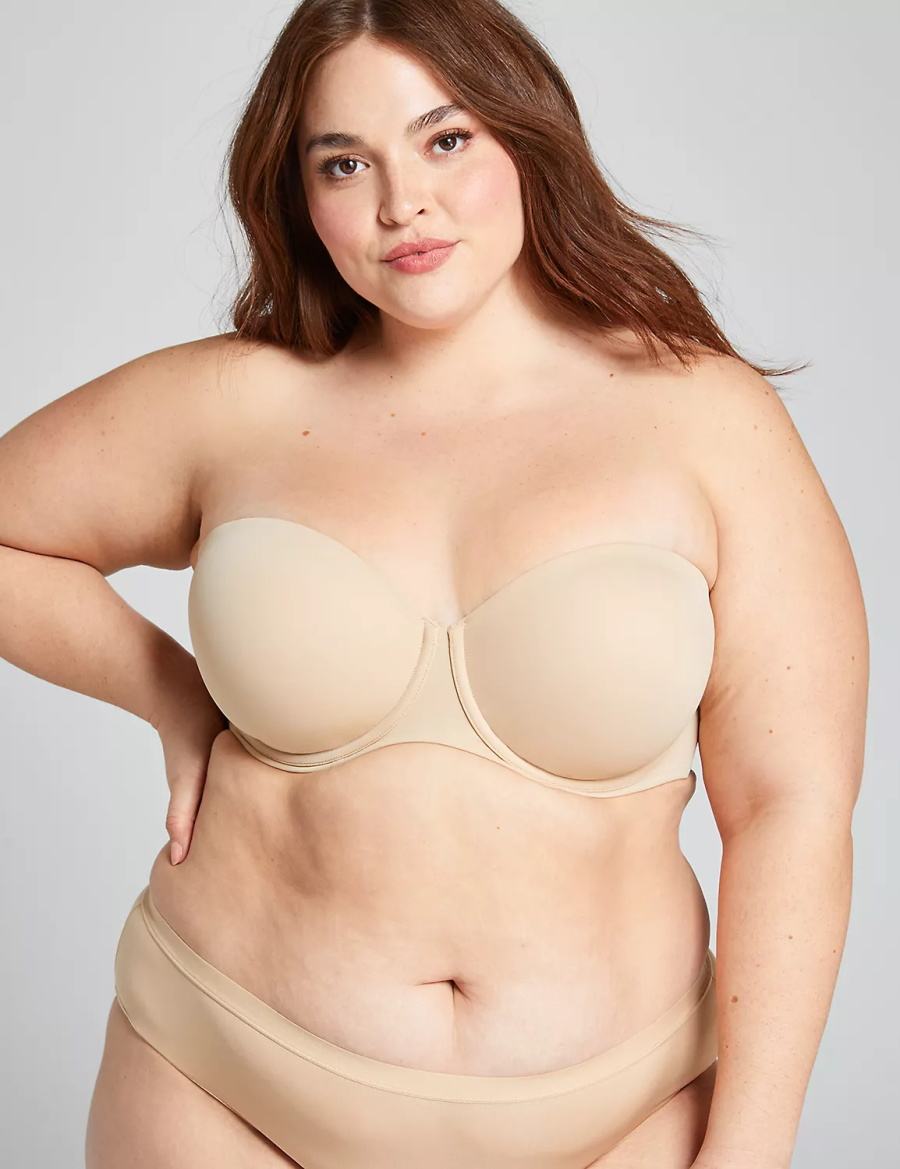 Women Lane Bryant Lightly Lined Multi-Way Strapless Bra Beige | AKR9933DZ