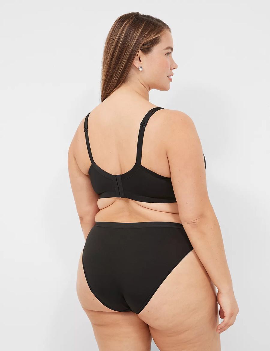 Women Lane Bryant Lightly Lined With Lace Balconette Bra Black | VYI33EH