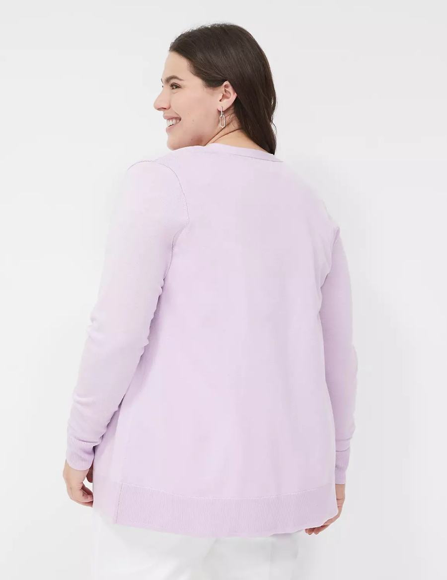 Women Lane Bryant Long-Sleeve Open-Front Cardigan Purple | VLV4335VN