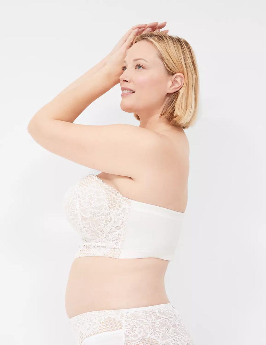 Women Lane Bryant Longline Boost Multi-Way Strapless Bra White | SVI504WC