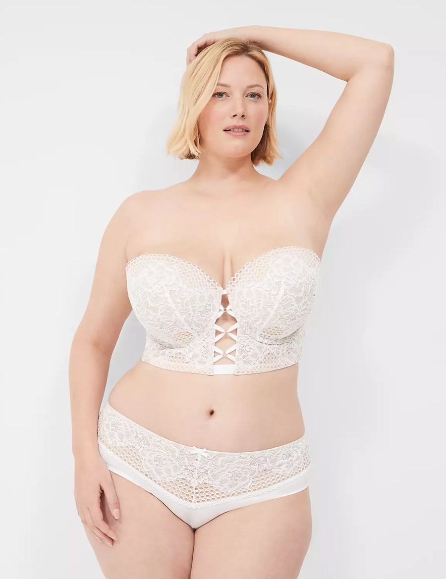 Women Lane Bryant Longline Boost Multi-Way Strapless Bra White | SVI504WC