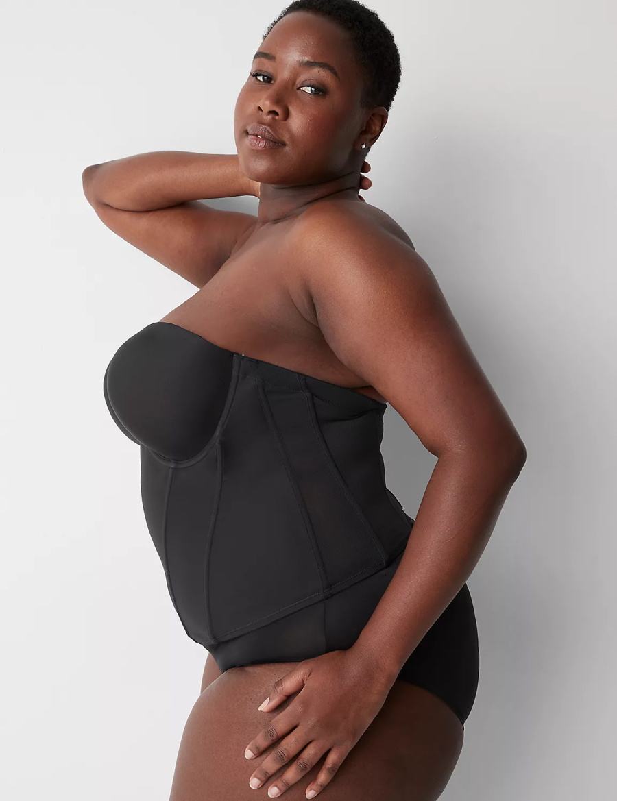 Women Lane Bryant Low-Back Multiway Bustier Bralettes Black | AWW6324UI