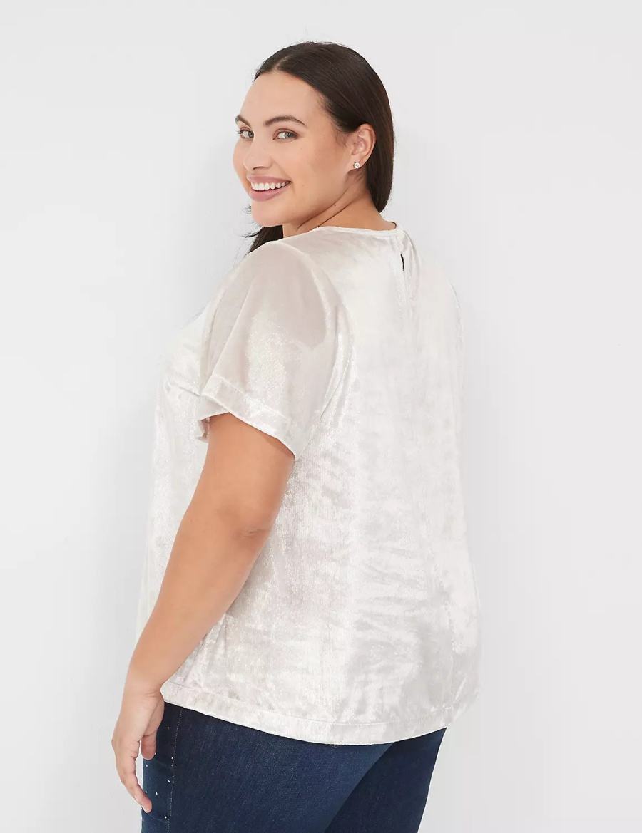 Women Lane Bryant Lurex Boatneck Swing Top T Shirts Grey | FZU6323EL