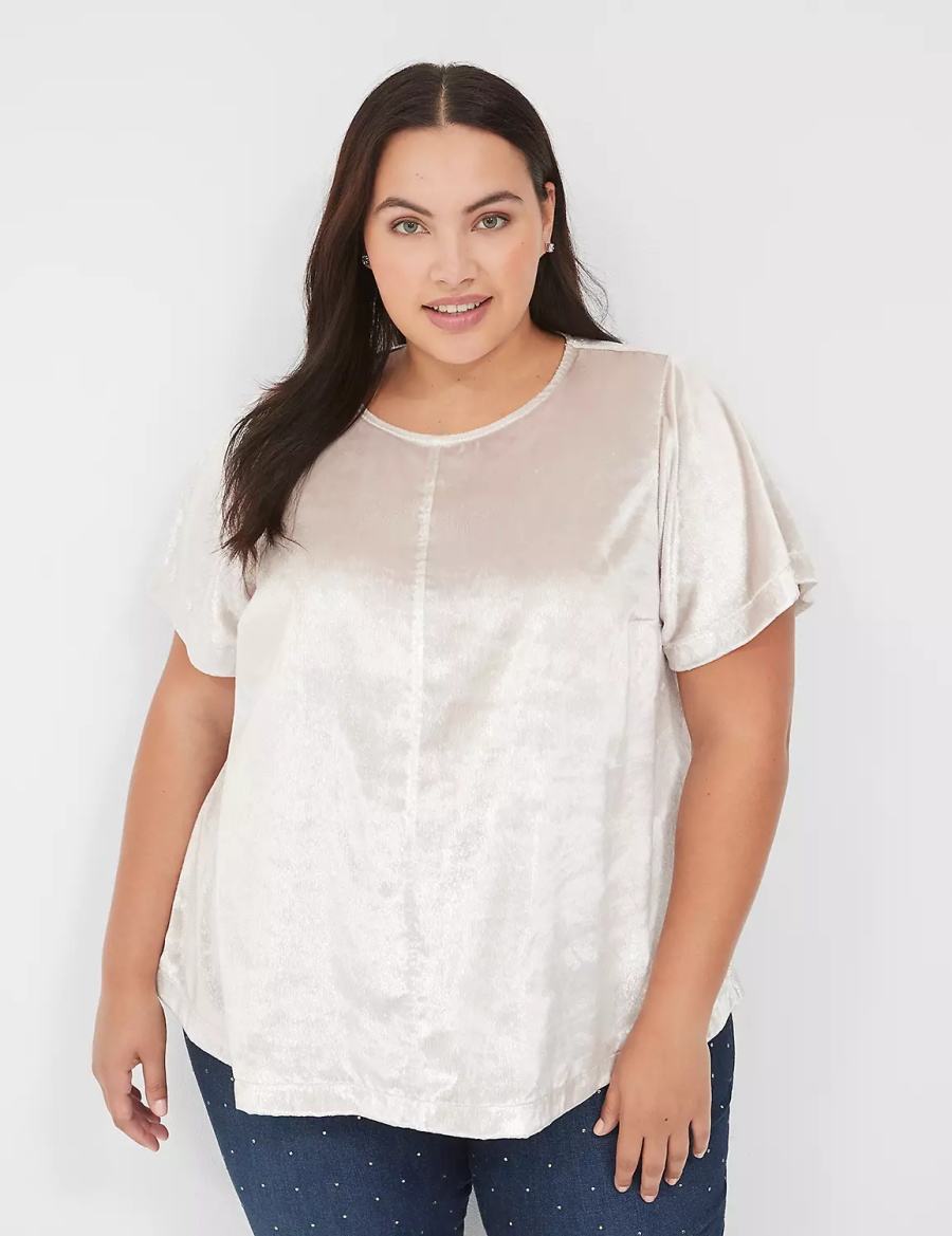 Women Lane Bryant Lurex Boatneck Swing Top T Shirts Grey | FZU6323EL