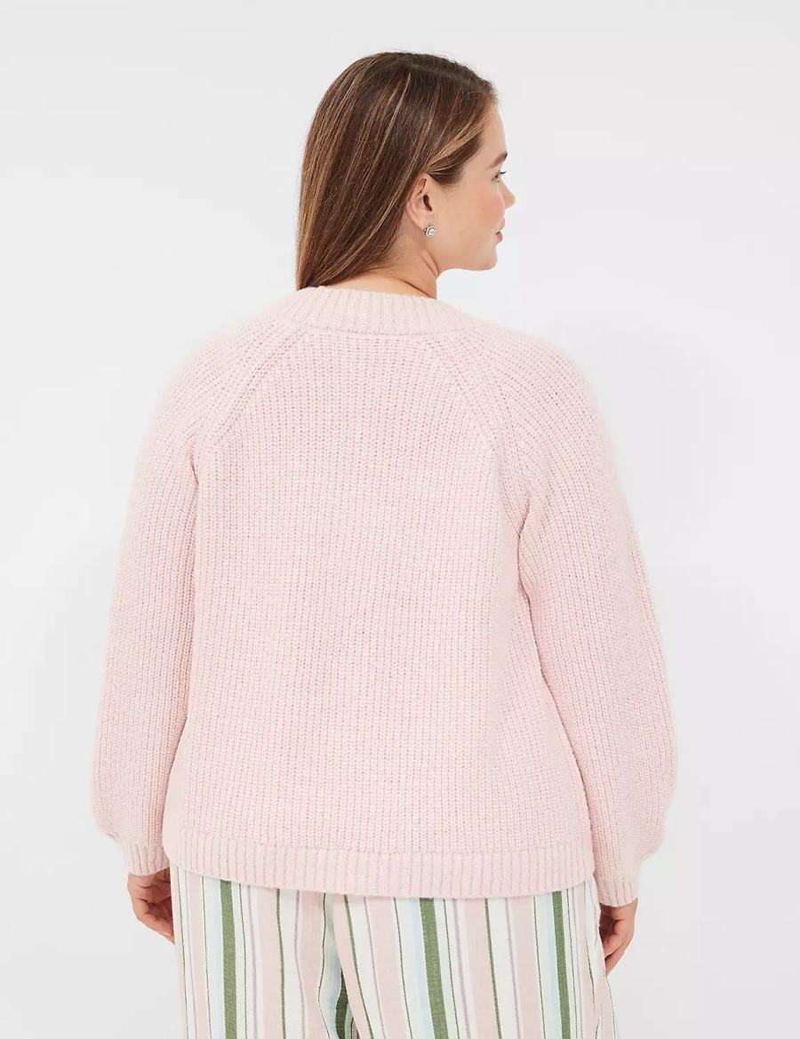 Women Lane Bryant Lurex Knit Sleep Cardigan Pink | CLL695RQ