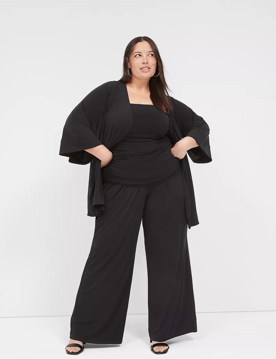 Women Lane Bryant Matte Jersey Pull-On Wide Leg Pants Black | SON3414QB