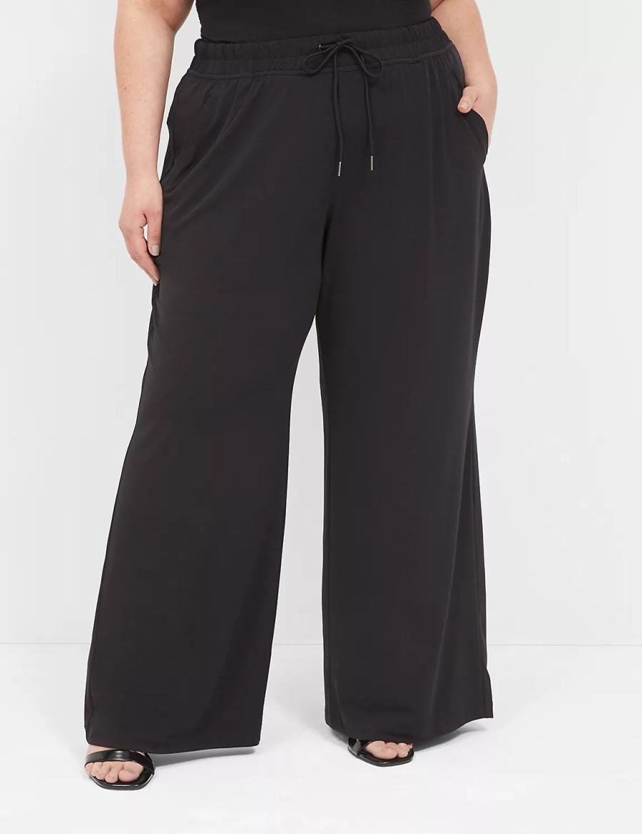 Women Lane Bryant Matte Jersey Pull-On Wide Leg Pants Black | SON3414QB