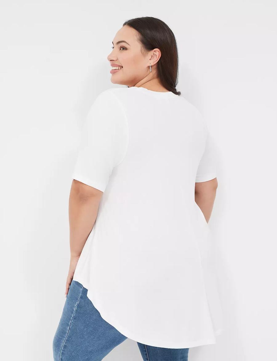 Women Lane Bryant Max Swing Perfect Sleeve Crew-Neck Tee T Shirts White | JZV726WI