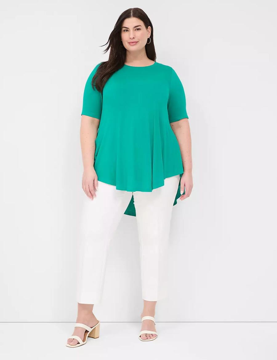 Women Lane Bryant Max Swing Perfect Sleeve Crew-Neck Tee T Shirts Light Turquoise | RIF6335RY