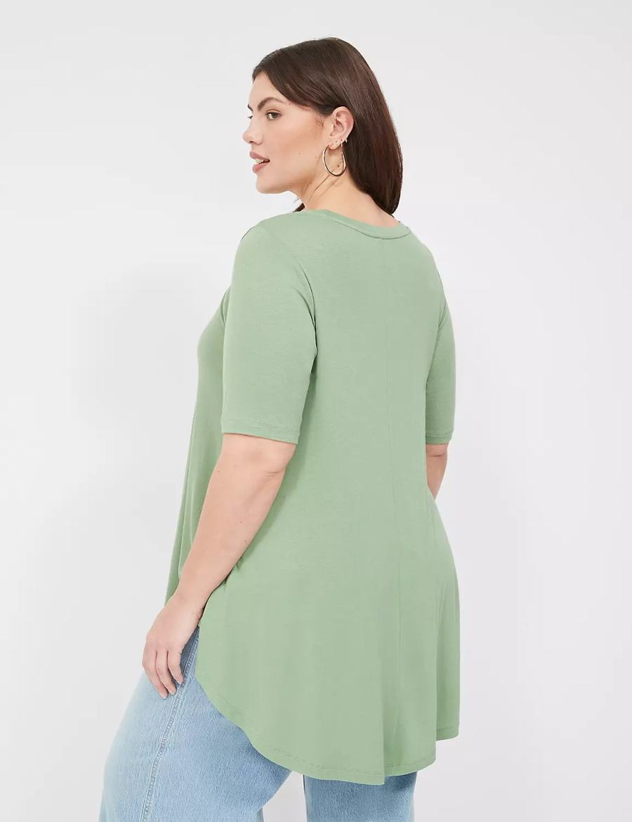 Women Lane Bryant Max Swing Perfect Sleeve Crew-Neck Tee T Shirts Light Green | JFI6660VK