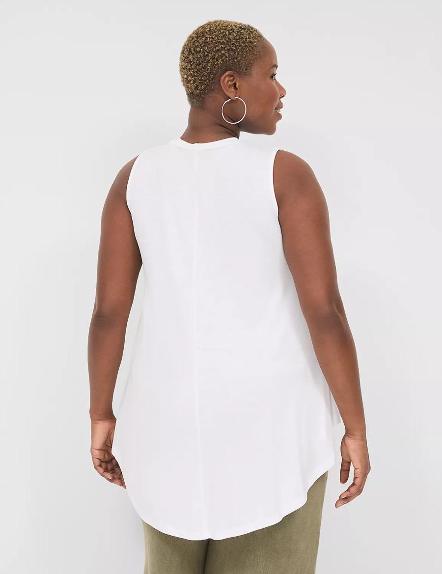 Women Lane Bryant Max Swing Sleeveless High-Neck Tunic T Shirts White | QFB752SH