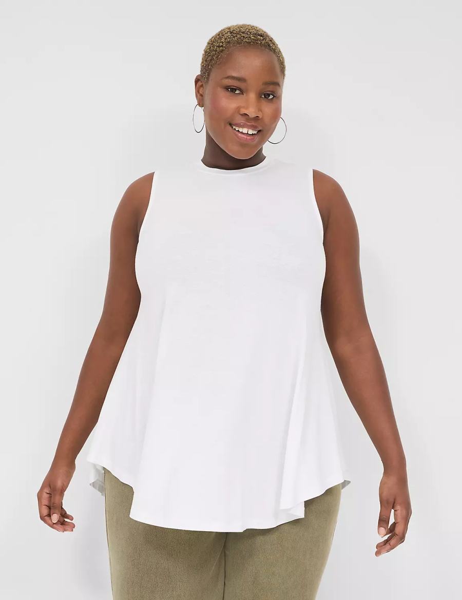 Women Lane Bryant Max Swing Sleeveless High-Neck Tunic T Shirts White | QFB752SH