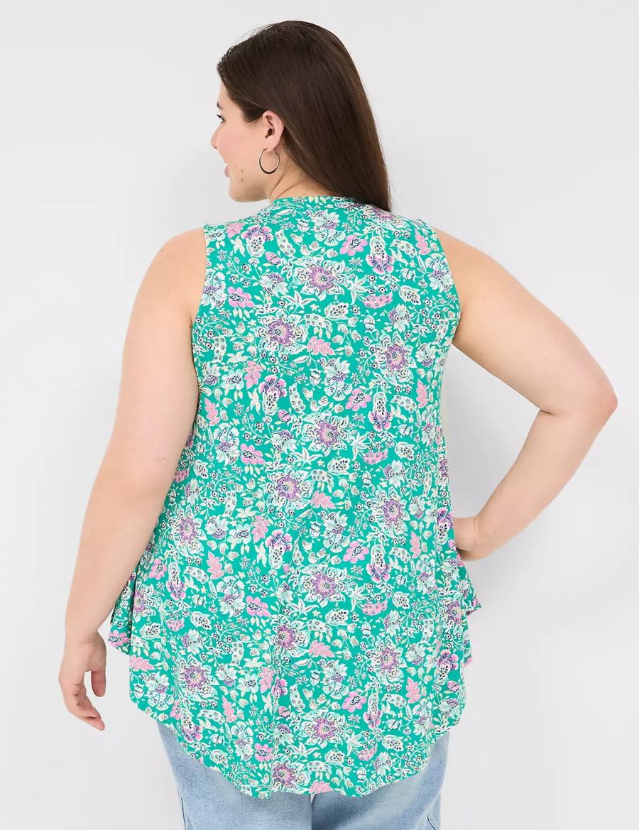 Women Lane Bryant Max Swing Sleeveless High-Neck Tunic T Shirts Light Turquoise | URZ2285HQ