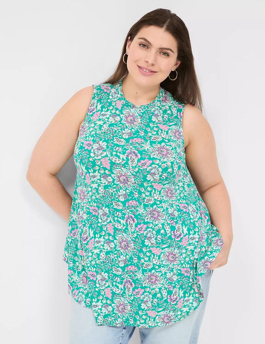 Women Lane Bryant Max Swing Sleeveless High-Neck Tunic T Shirts Light Turquoise | URZ2285HQ