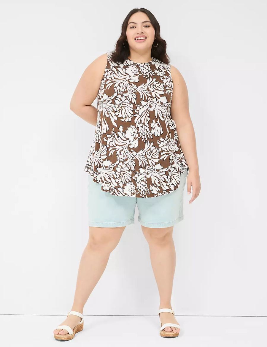 Women Lane Bryant Max Swing Sleeveless High-Neck Tunic T Shirts Brown | ZUE661IP