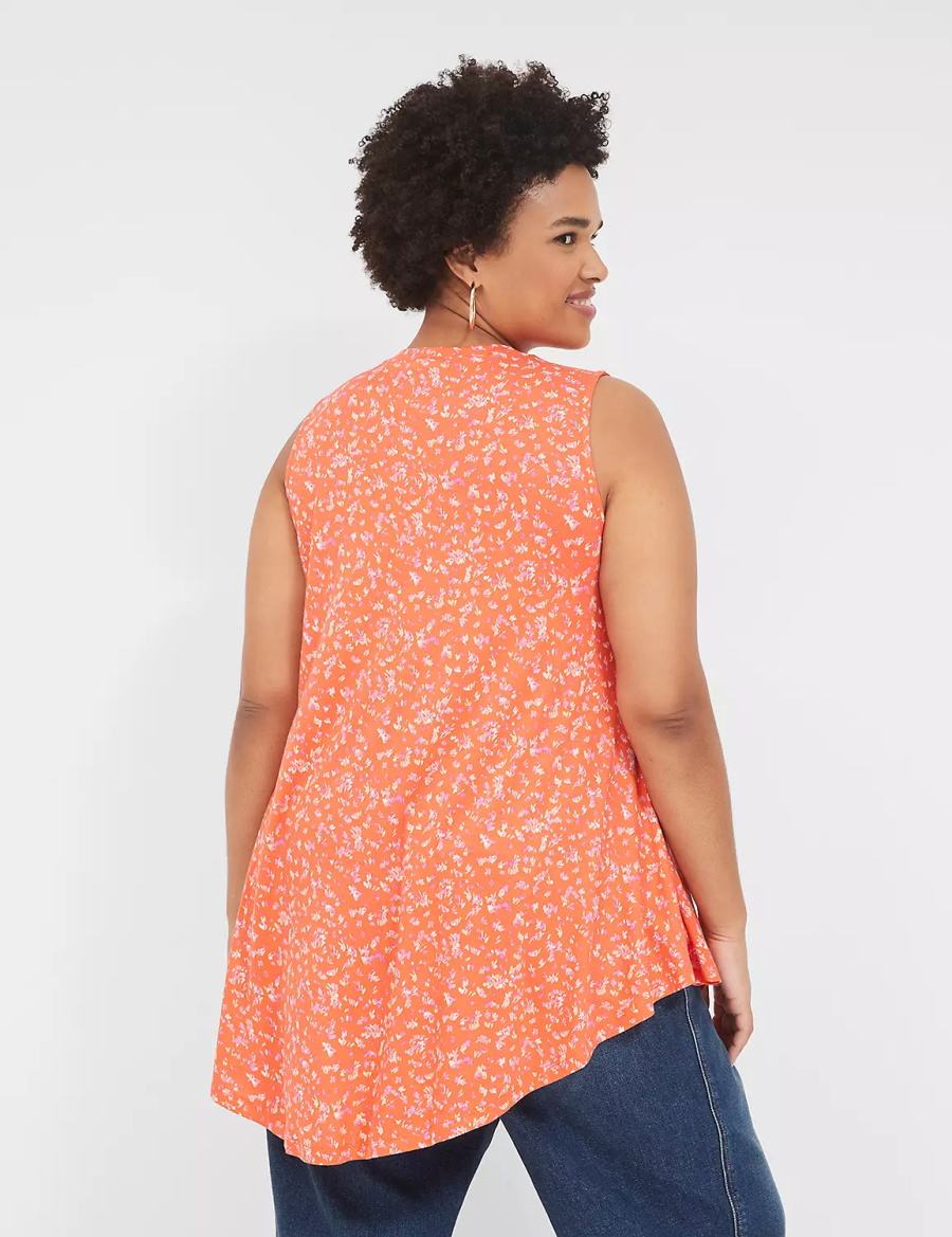 Women Lane Bryant Max Swing Sleeveless High-Neck Tunic T Shirts Orange | JGQ5596KZ