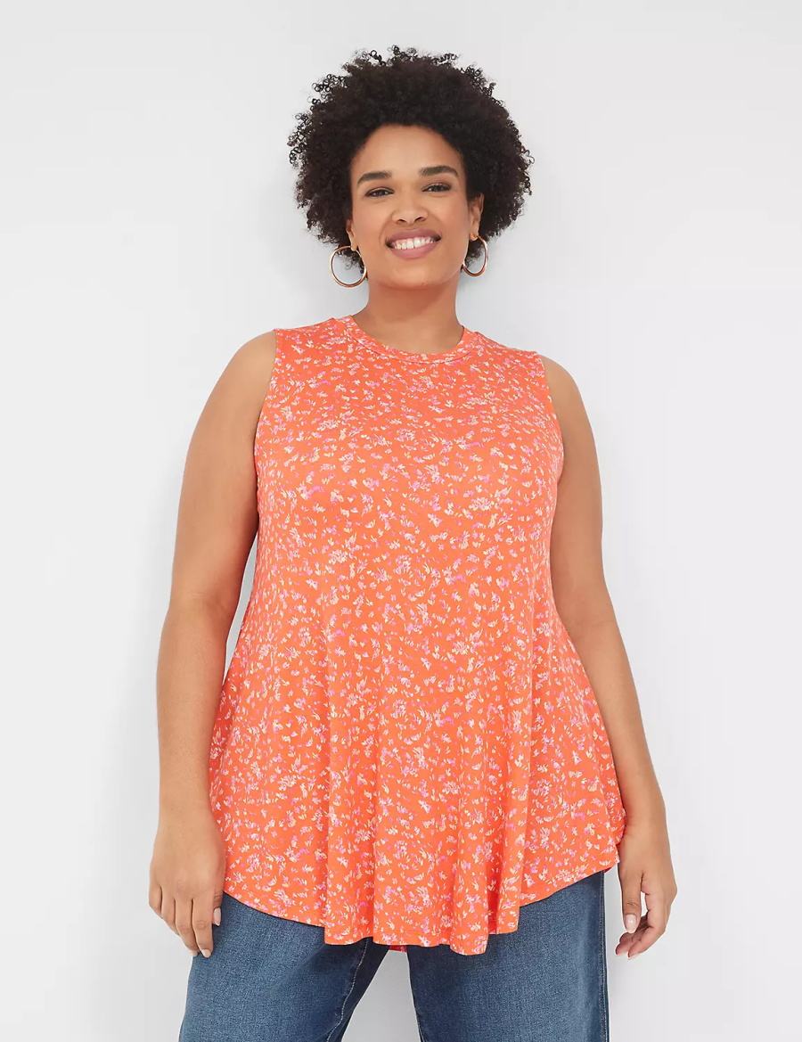 Women Lane Bryant Max Swing Sleeveless High-Neck Tunic T Shirts Orange | JGQ5596KZ