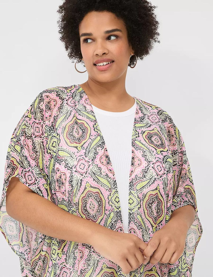 Women Lane Bryant Maxi Chiffon Overpiece Robe Multicolor | PFP3360AW