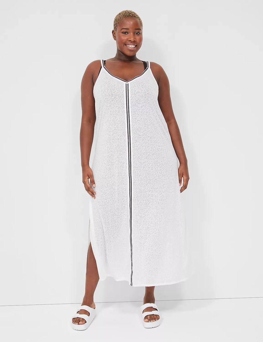 Women Lane Bryant Maxi Cover-Up Dress White | VUB4493RB