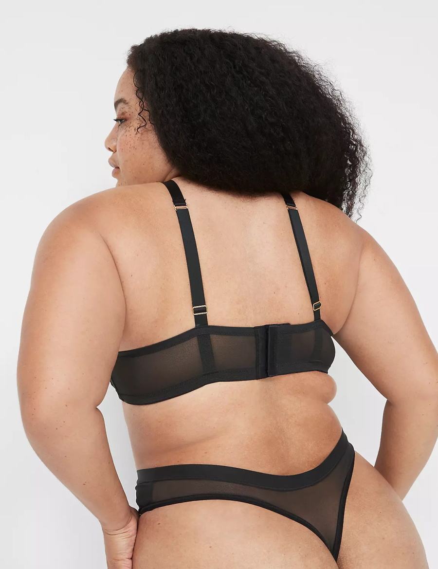 Women Lane Bryant Mesh Bandeau Bralettes Black | DFG1894XE