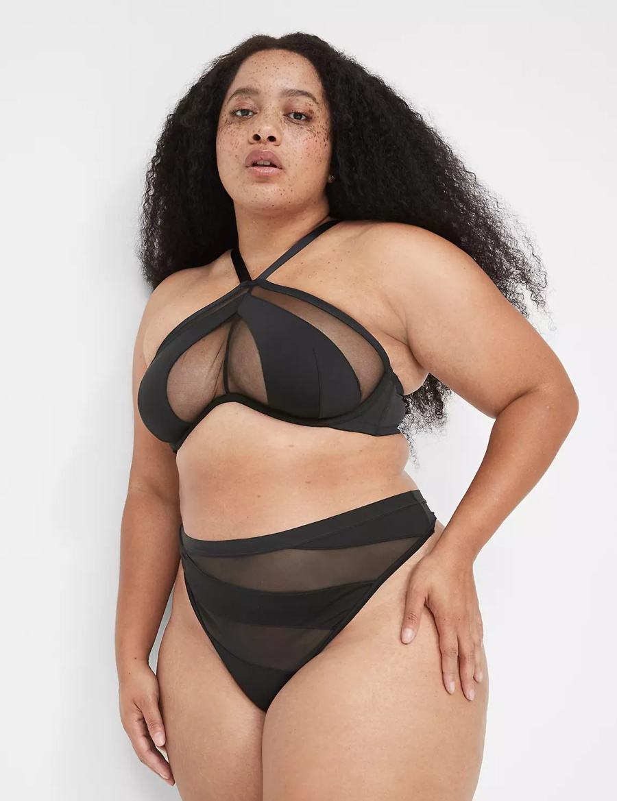 Women Lane Bryant Mesh Bandeau Bralettes Black | DFG1894XE