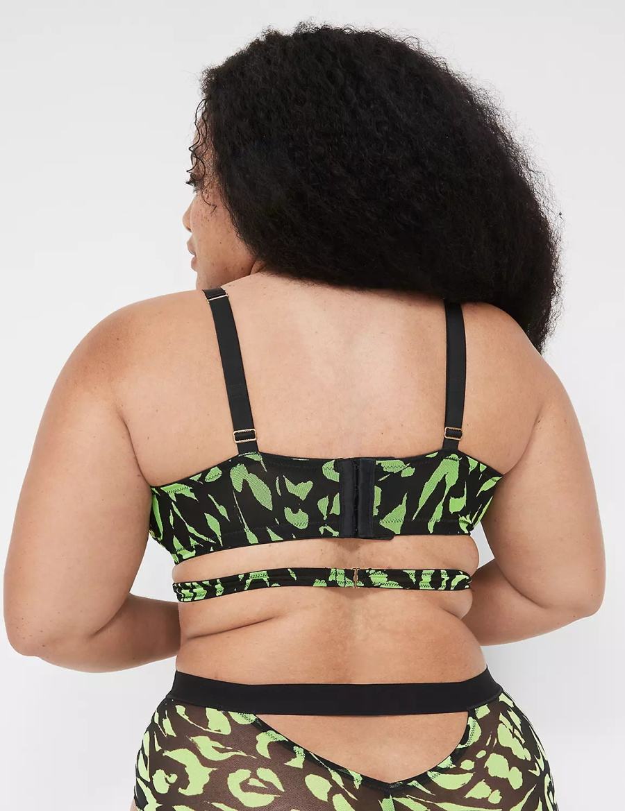 Women Lane Bryant Mesh Crossover Strappy Bralettes Green | HIY8559HB