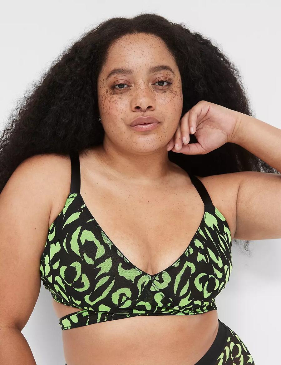 Women Lane Bryant Mesh Crossover Strappy Bralettes Green | HIY8559HB