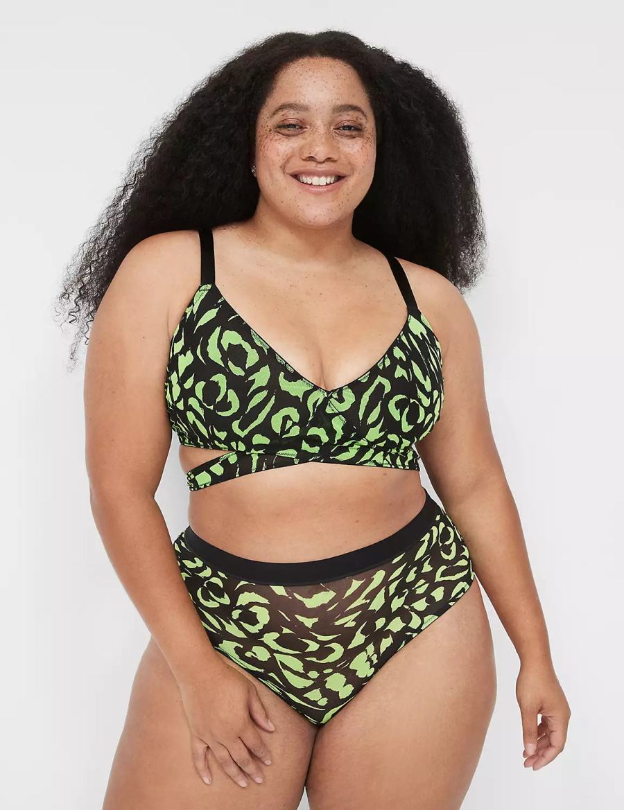 Women Lane Bryant Mesh Crossover Strappy Bralettes Green | HIY8559HB