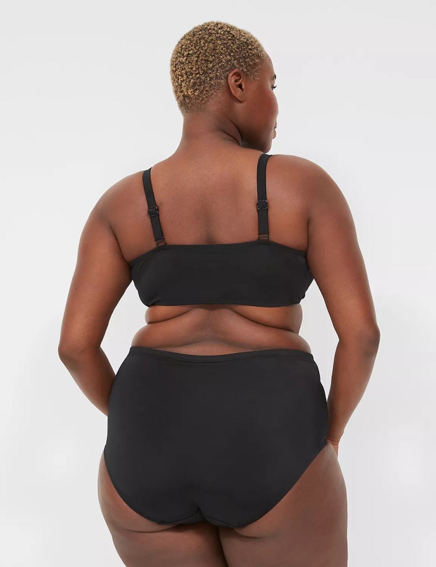 Women Lane Bryant Mid-Rise Swim Briefs Black | KMG5712IB