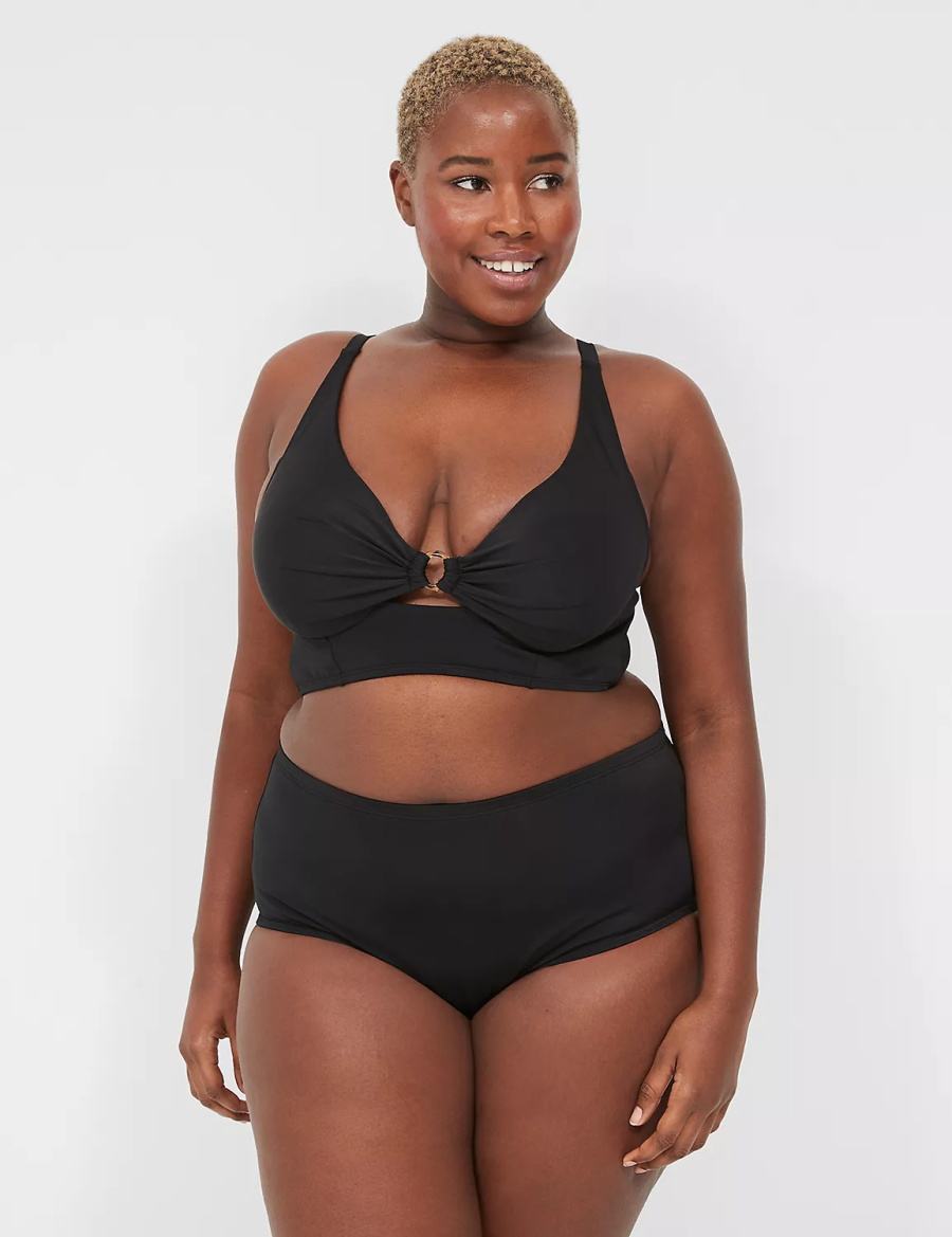 Women Lane Bryant Mid-Rise Swim Briefs Black | KMG5712IB