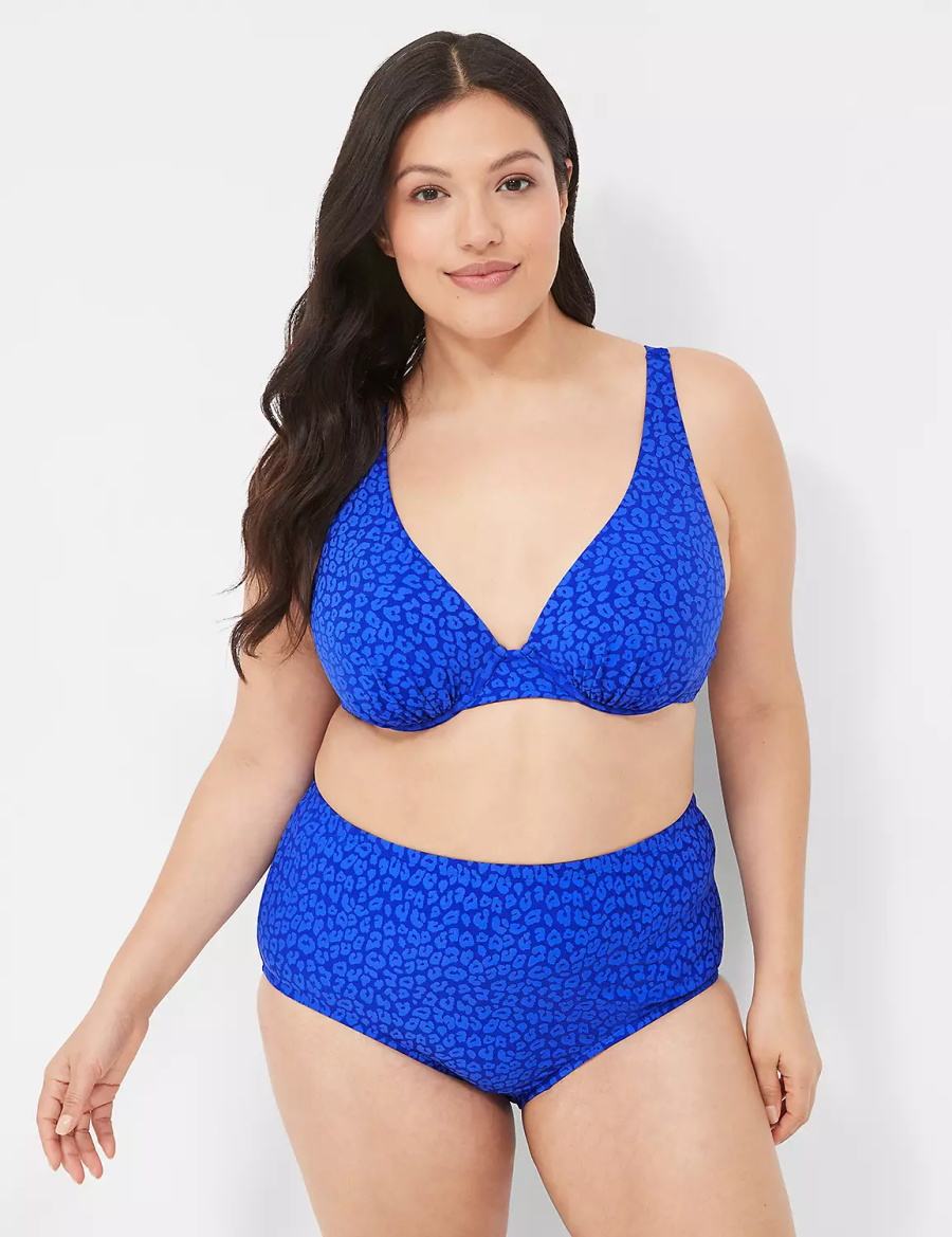 Women Lane Bryant Mid-Rise Swim Briefs Blue | WFR6217BC