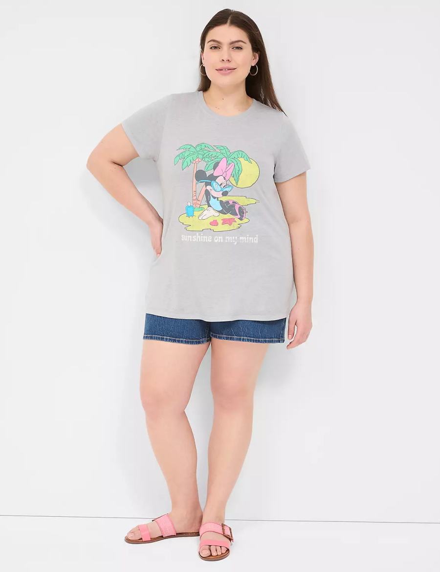 Women Lane Bryant Minnie Sunshine On My Mind Graphic Tee T Shirts Grey | RAQ5050OS