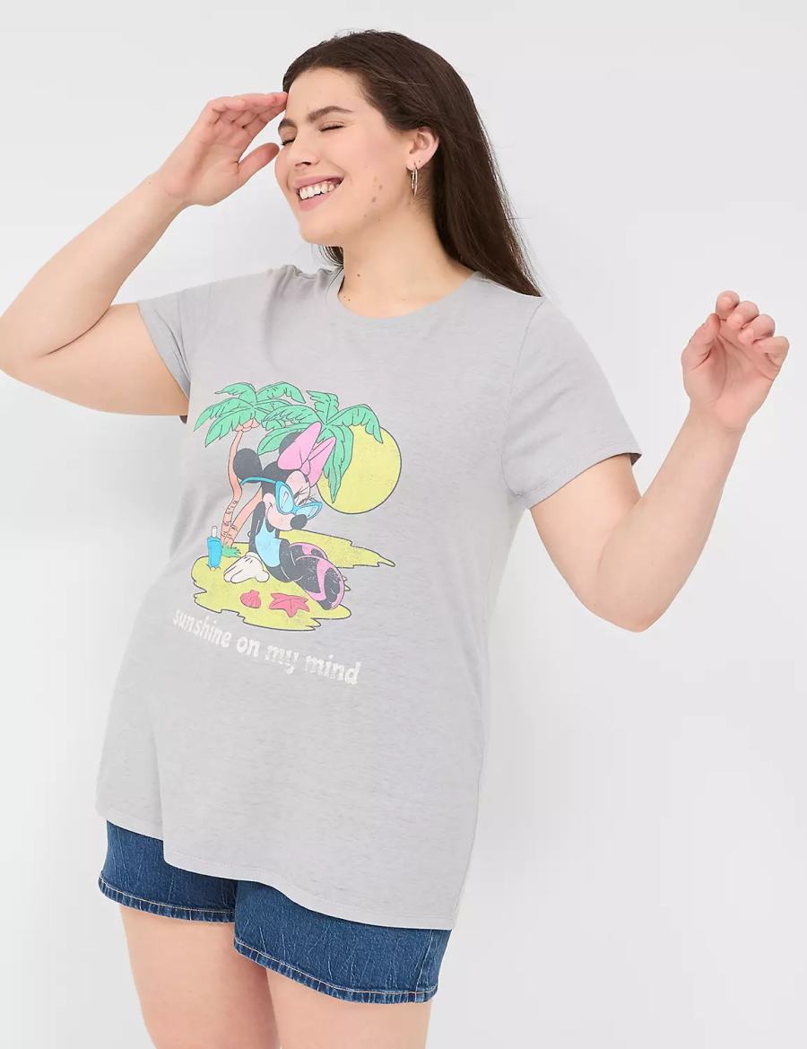 Women Lane Bryant Minnie Sunshine On My Mind Graphic Tee T Shirts Grey | RAQ5050OS