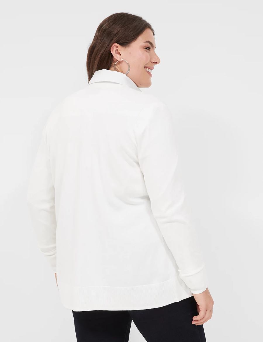 Women Lane Bryant Modern Long-Sleeve Open-Front Cardigan White | LDX3273TR