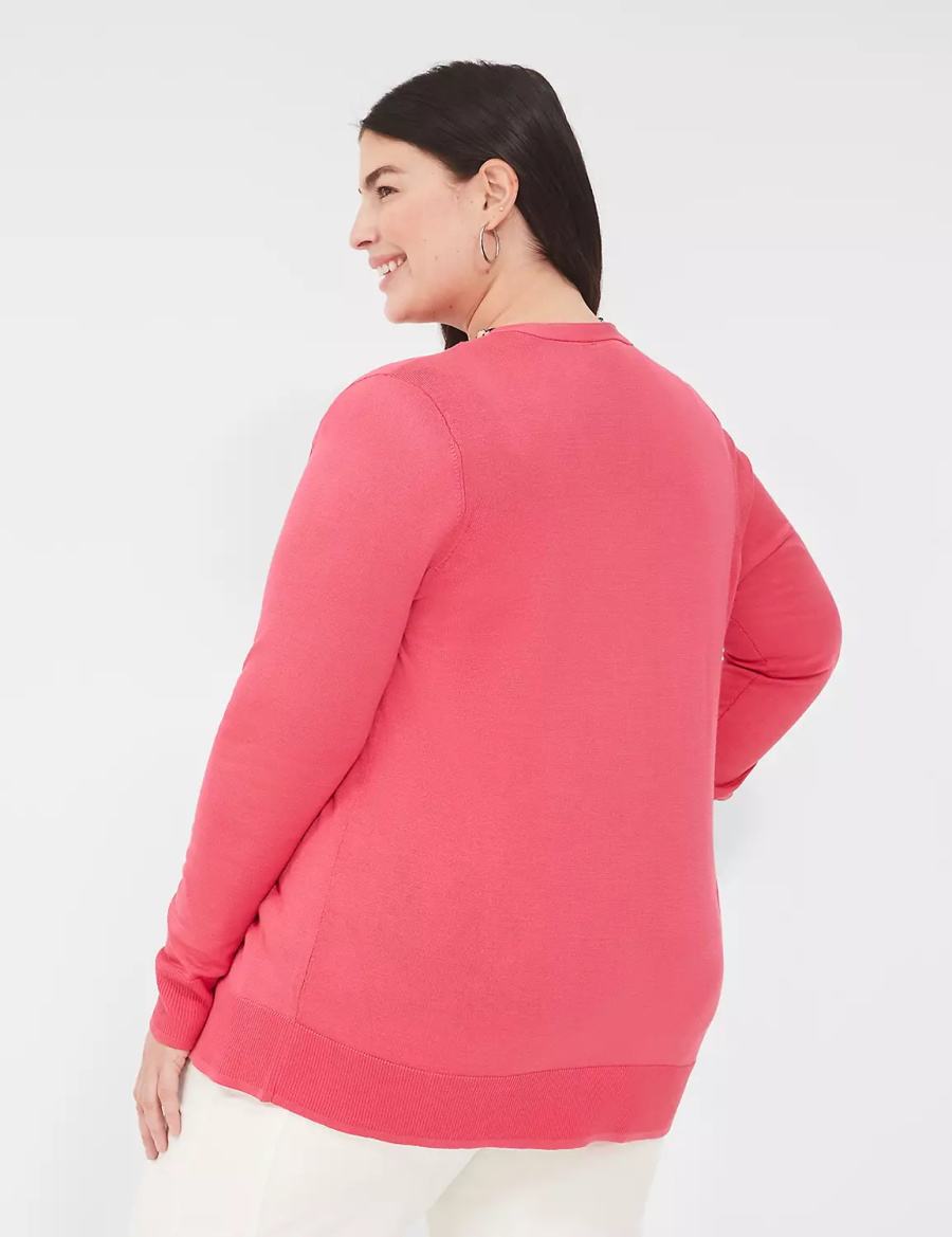 Women Lane Bryant Modern Long-Sleeve Open-Front Cardigan Pink | AAG4593MW