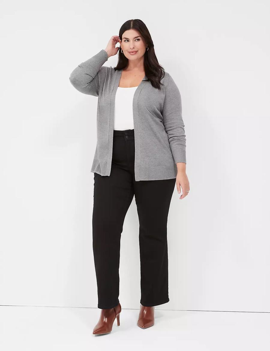 Women Lane Bryant Modern Long-Sleeve Open-Front Cardigan Grey | THE9190US