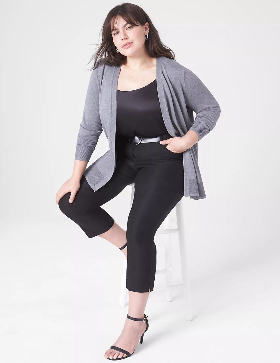 Women Lane Bryant Modern Long-Sleeve Open-Front Cardigan Grey | THE9190US