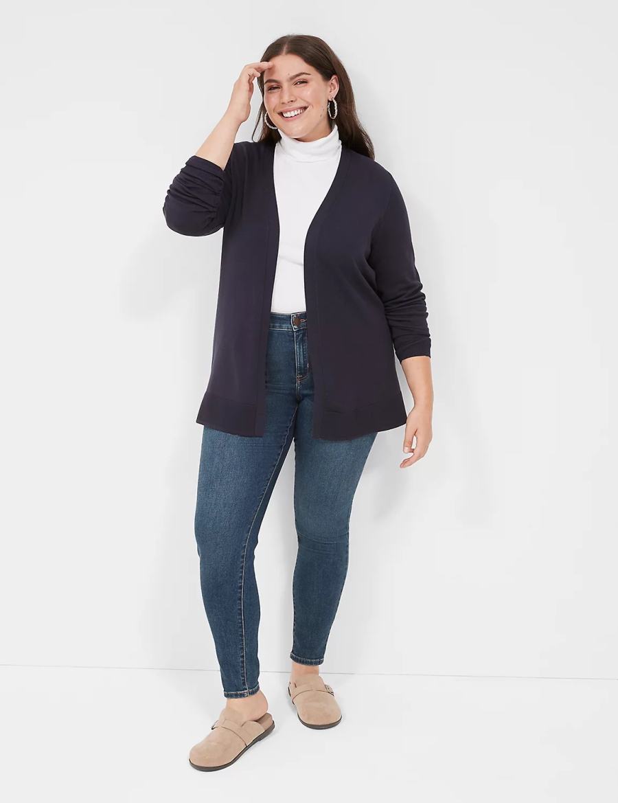 Women Lane Bryant Modern Long-Sleeve Open-Front Cardigan Blue | GKS3017ZJ