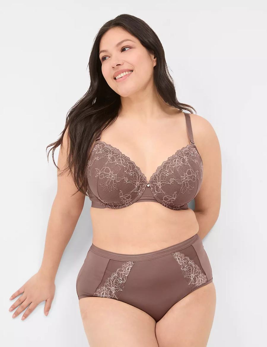 Women Lane Bryant Modern Romance Full Briefs Deep Grey Brown | KHE9591WR