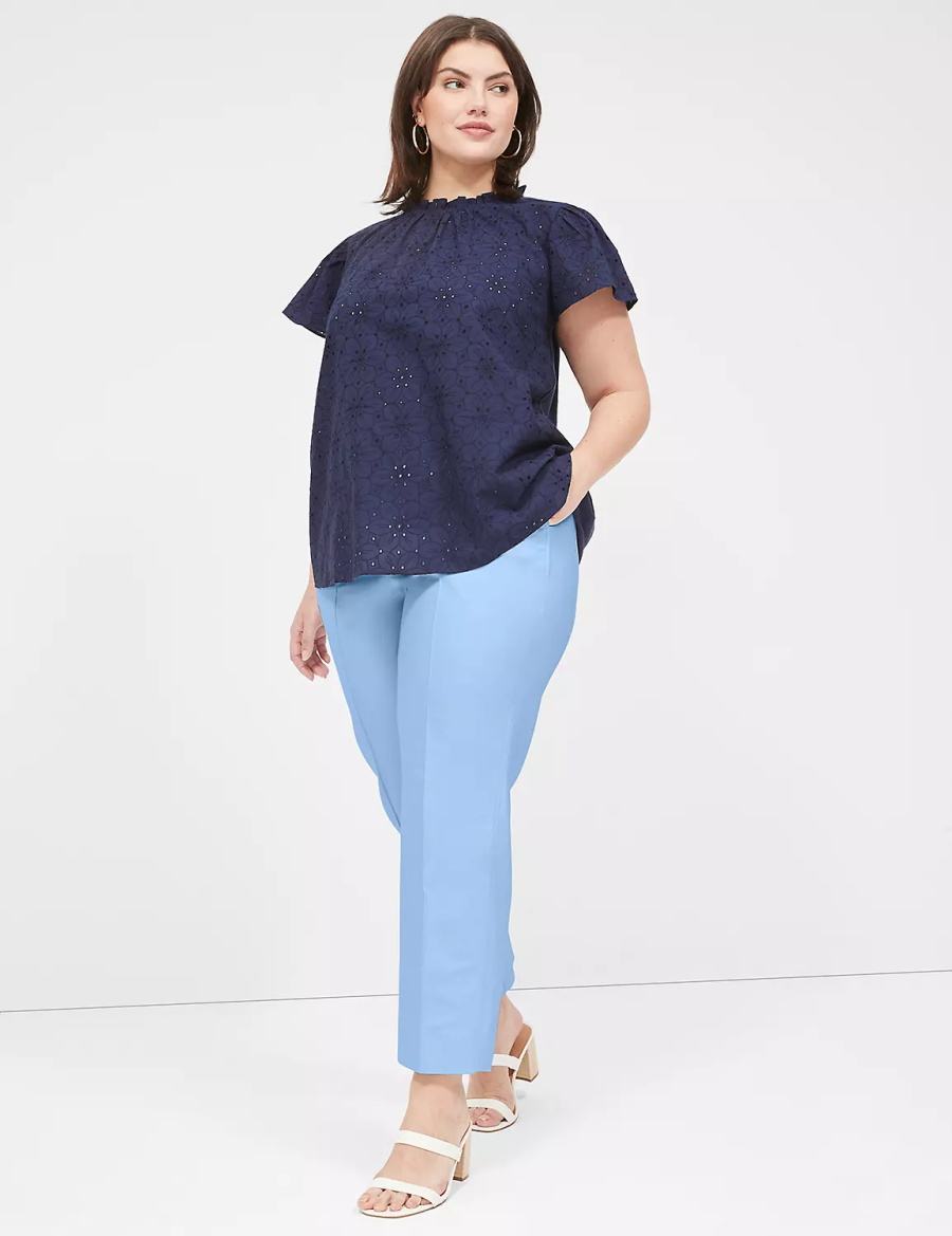 Women Lane Bryant Modern Straight Ankle Pants Blue | ZPC635TB